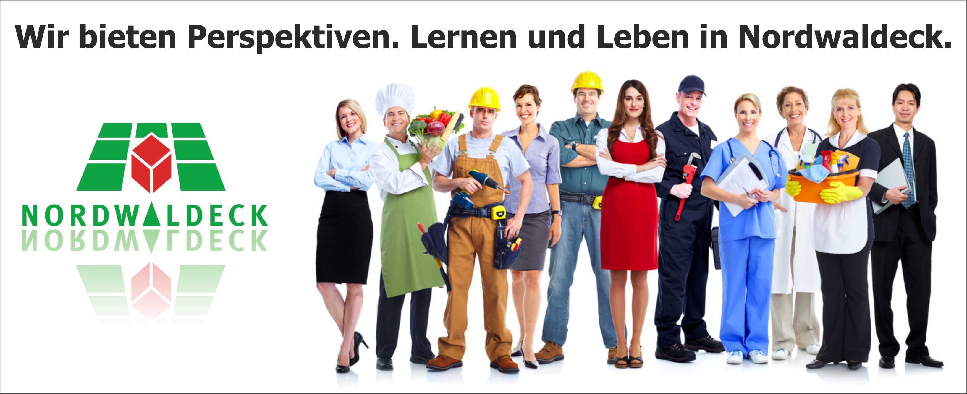 Banner Ausbildungsbörse Nordwaldeck. Wir bieten Perspektiven. Lernen und Leben in Nordwaldeck.