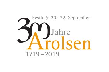 Logo 300 Jahre Arolsen mit dem Text Festtage 20.-22. September 300 Jahre Aroslen 1719 bis 2019