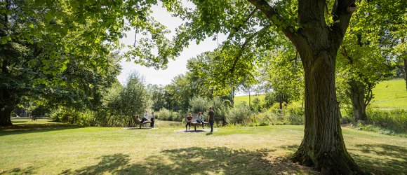 Gruppe von Personen im Natur- und Erholungsbereich der Thiele-Aue