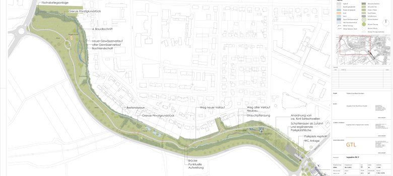 Lageplan des zweiten Bauabschnitts zur Gestaltung der Thiele-Aue